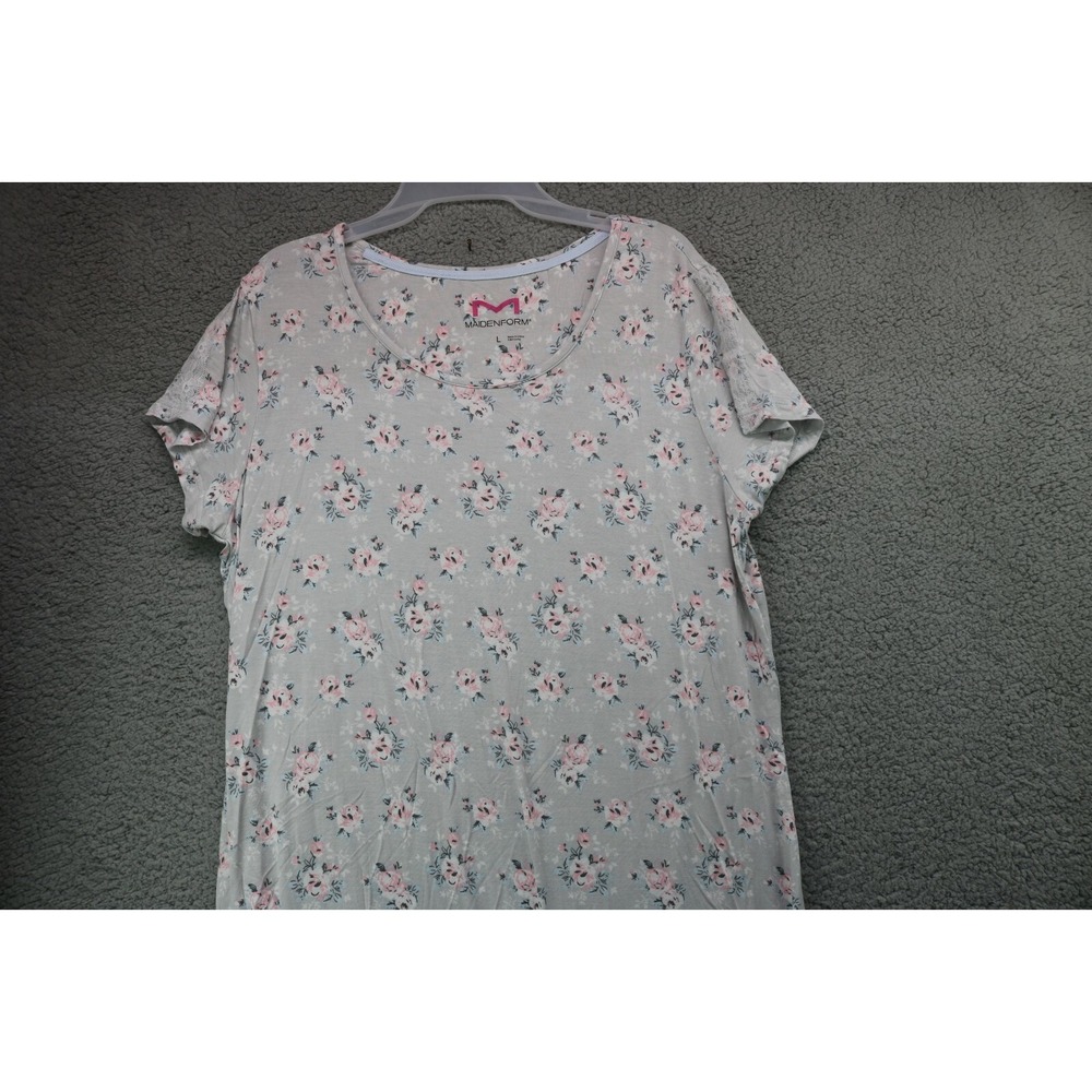 Women's Nightgown-Maidenform-Size Large-Gray w/Pink Flowers